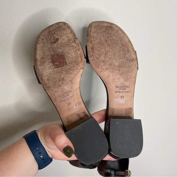 Valentino Leather Studded Ankle Cuff Sandals EU 36/US 6 - Picture 9 of 13